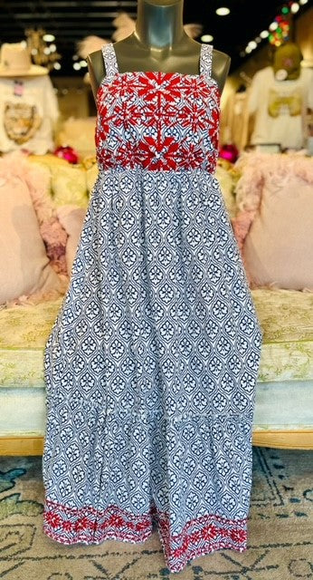 Embroidered Tank Midi Dress