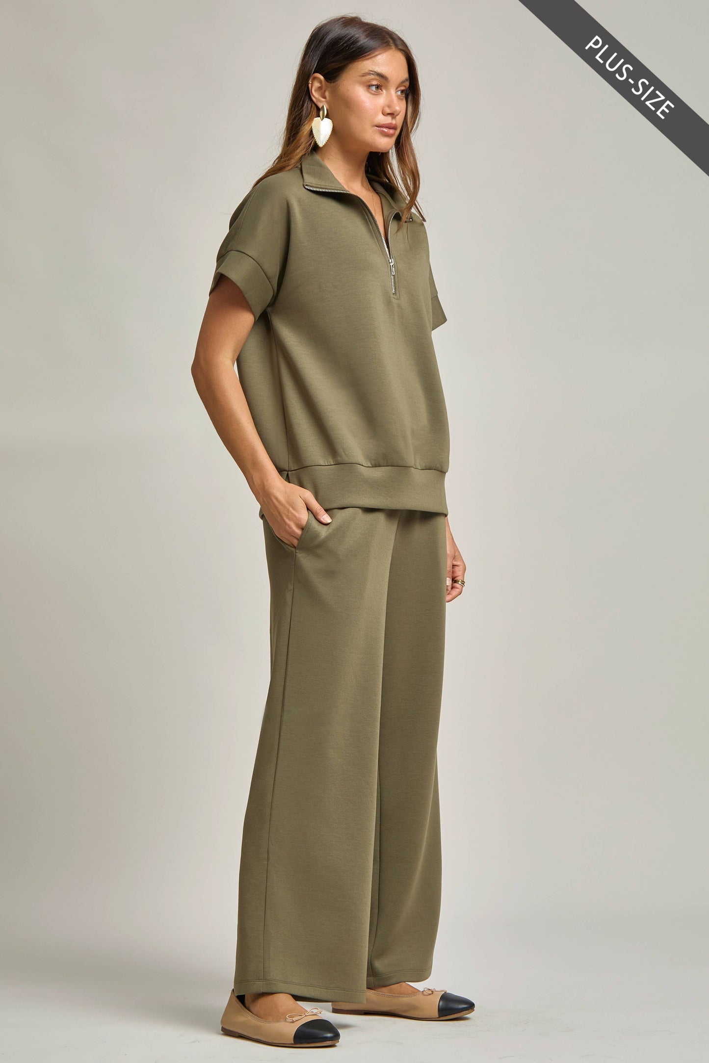 Dear Scarlett - PLUS SIZE Quarter Zip + Pants Modal Set TRVSET-CATALINAP