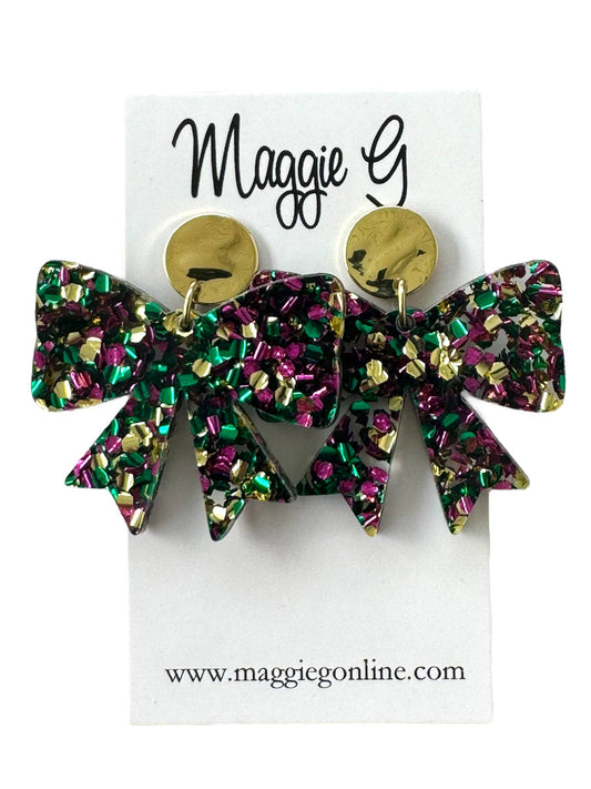 Mardi Gras Bow Earrings
