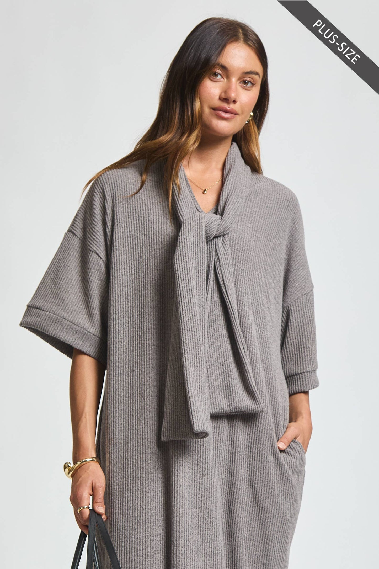 Dear Scarlett - PLUS SIZE Relaxed Fit Ribbed Maxi Dress