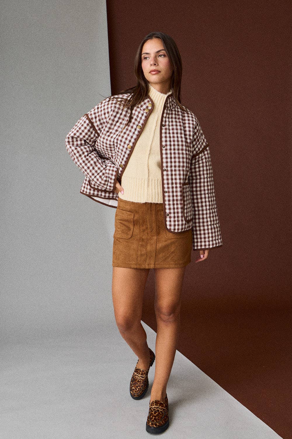CHB-Gingham Quilted Jacket