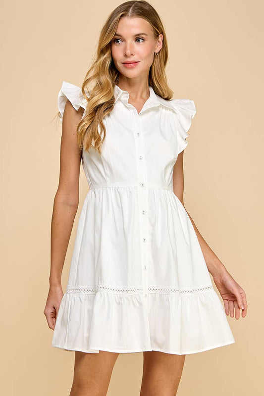 My perfect White Ruffle Sleeve Dress