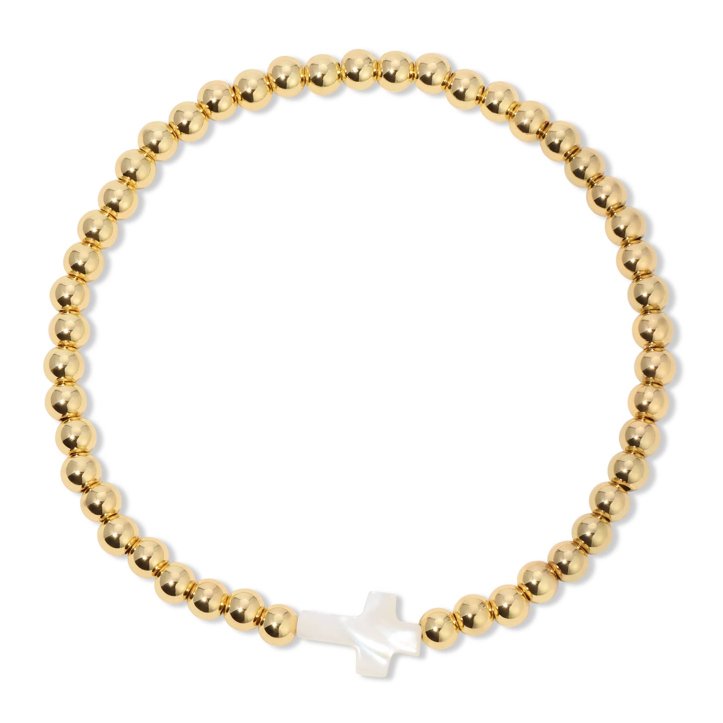 Splendid Iris - 4mm Stretch Breaded Bracelet w/ Cross