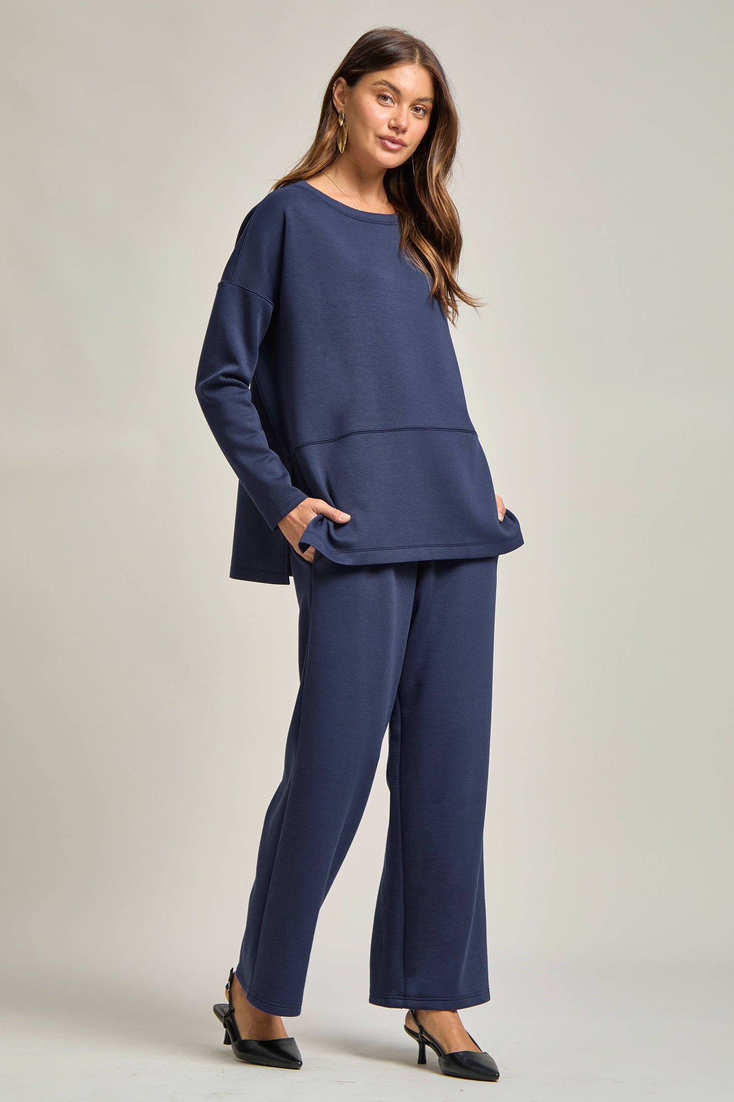 Dear Scarlett - Tunic Top + Straight Pants Travel Modal Set