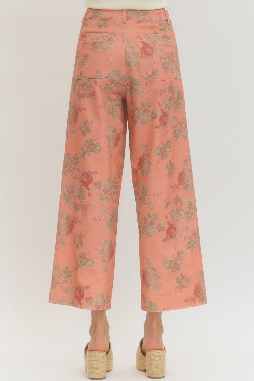 Floral pattern mid-rise ankle-length pants