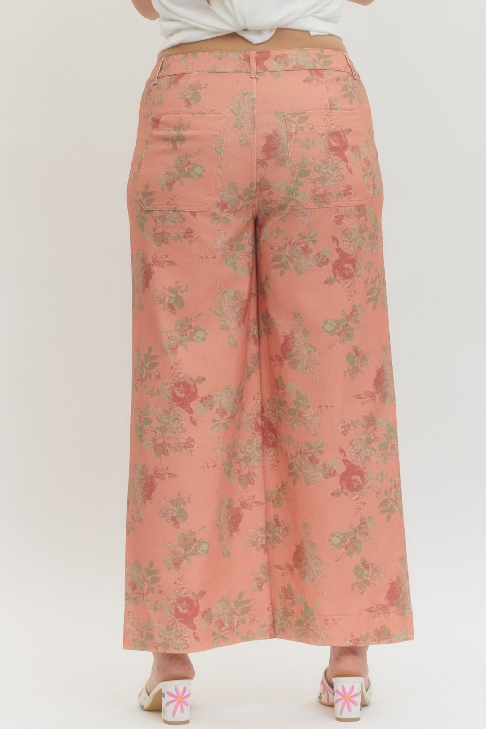Plus Size Floral pattern mid-rise ankle-length pants