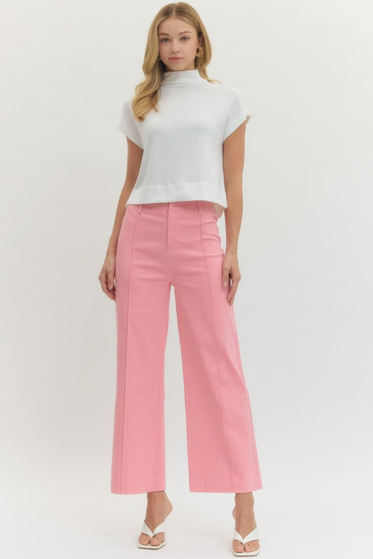 Pretty in Pink high-rise wide-leg pants