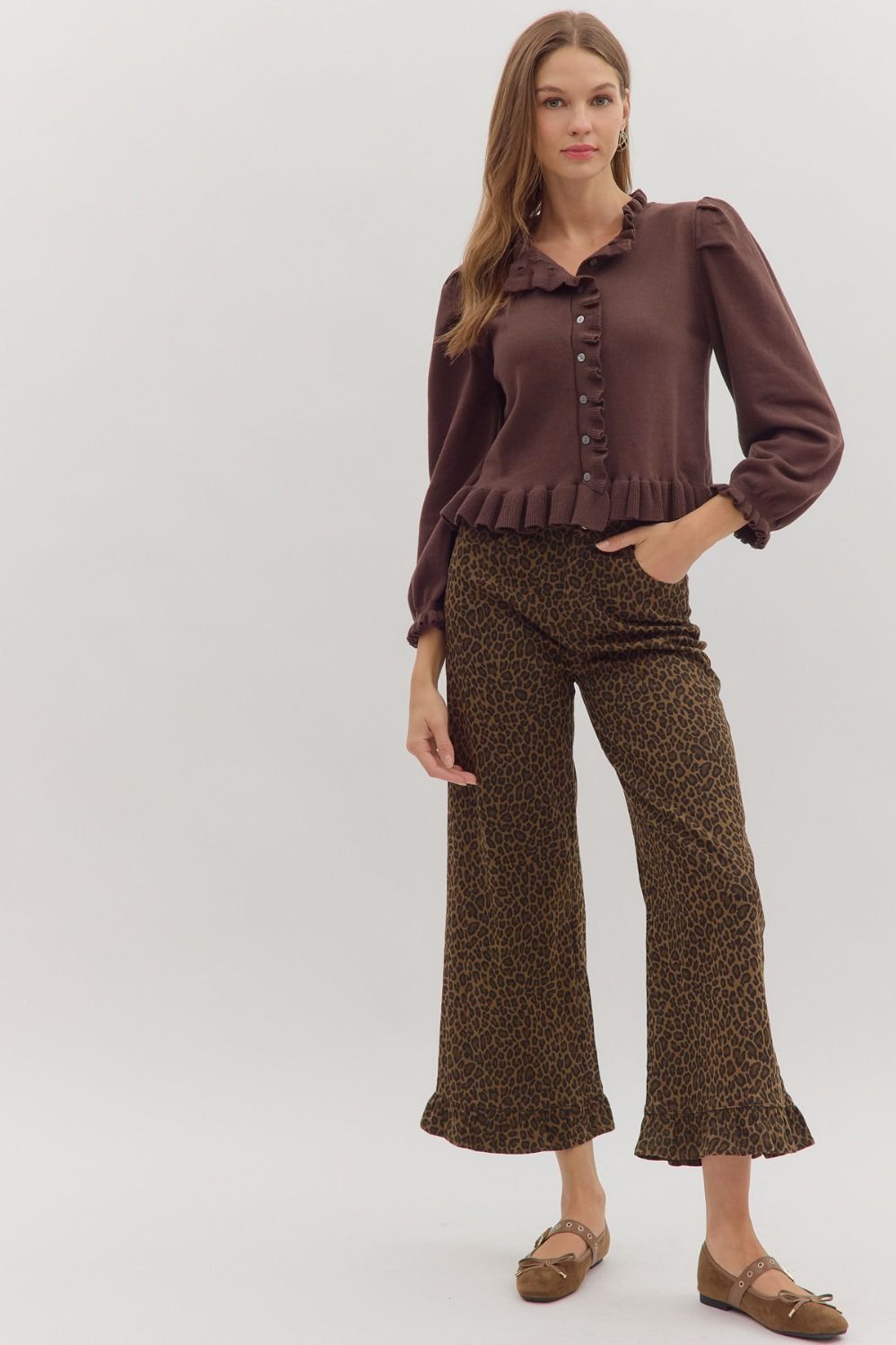 Animal Print Wide Leg Pants