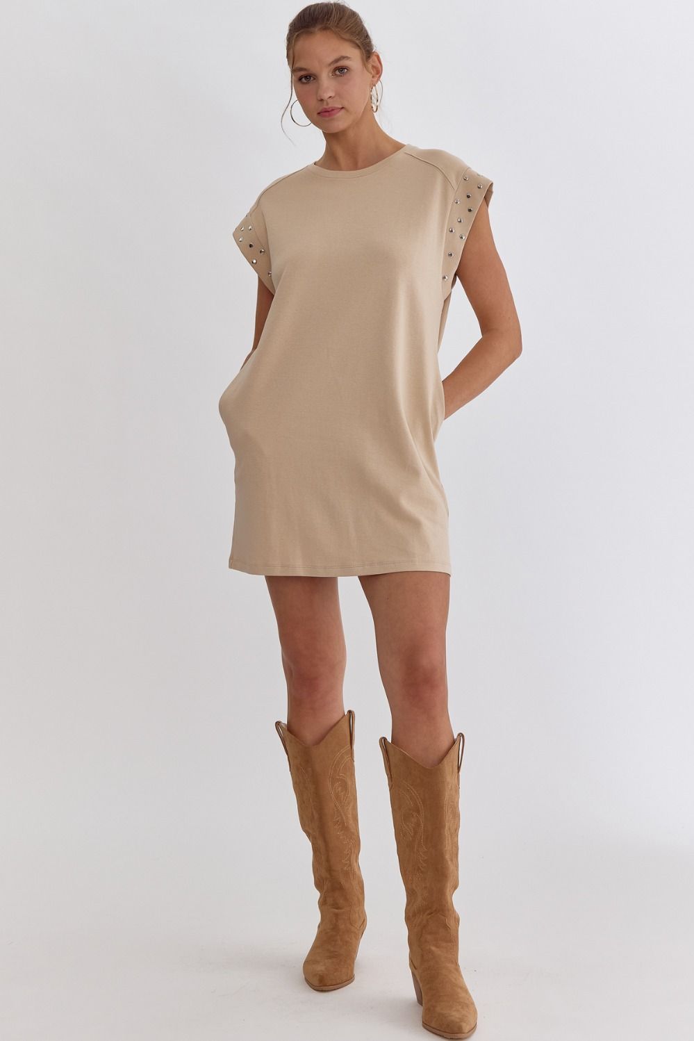 Short Sleeve Studded Dress