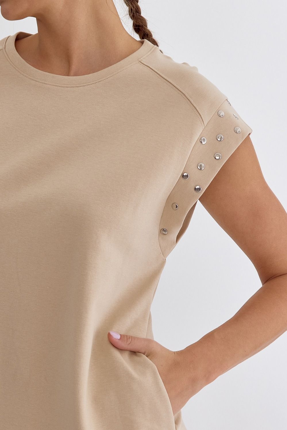 Short Sleeve Studded Dress