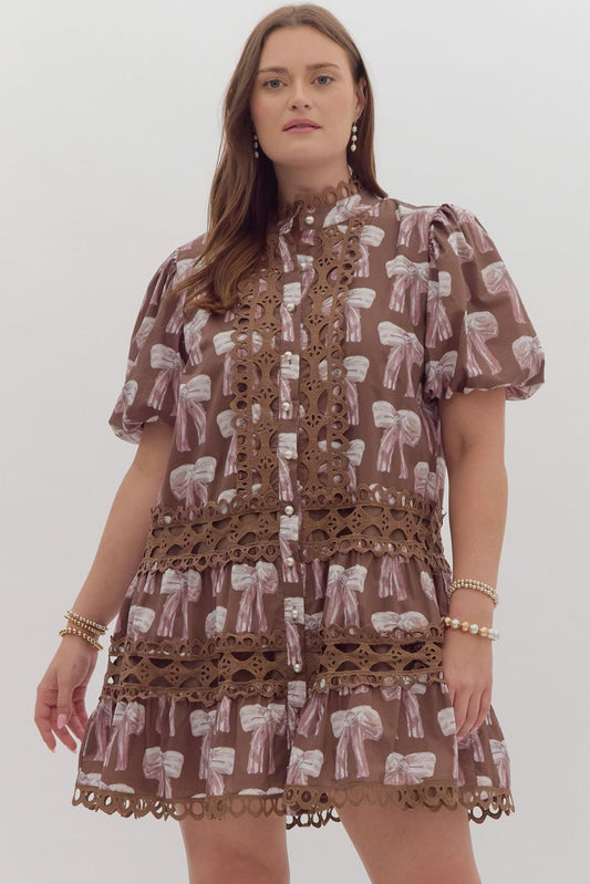 Plus Bow Tie Mini Dress