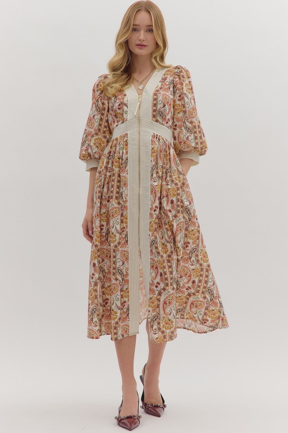 Paisley Fall Midi Dress