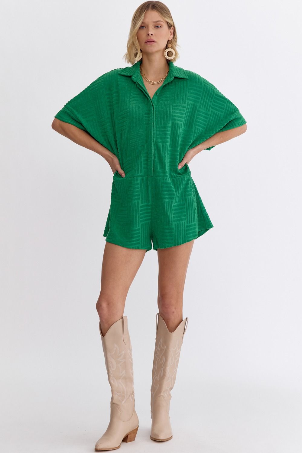 Textured Terry Romper