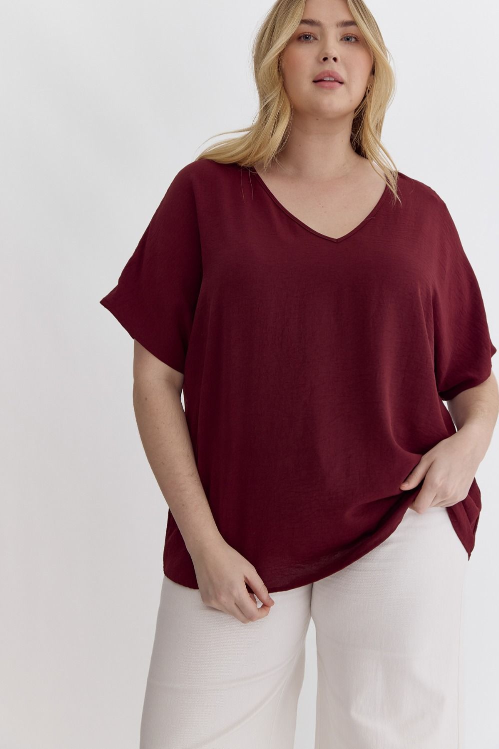 Solid V-Neck Classy Top