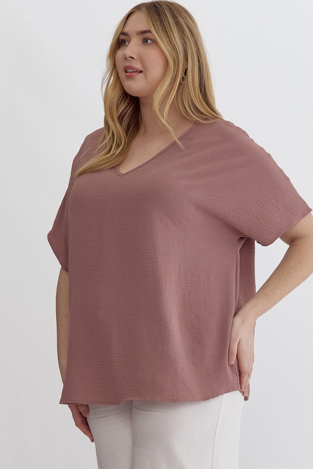 Solid V-Neck Classy Top