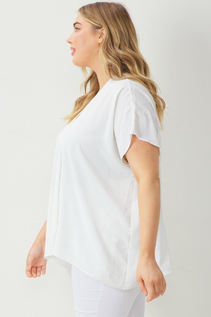 Short Sleeve Lightweight V-Neck Plus Top