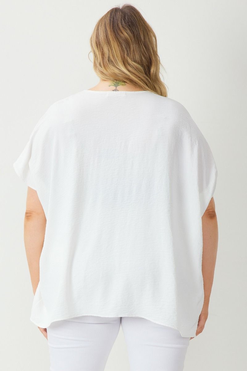 Short Sleeve Lightweight V-Neck Plus Top