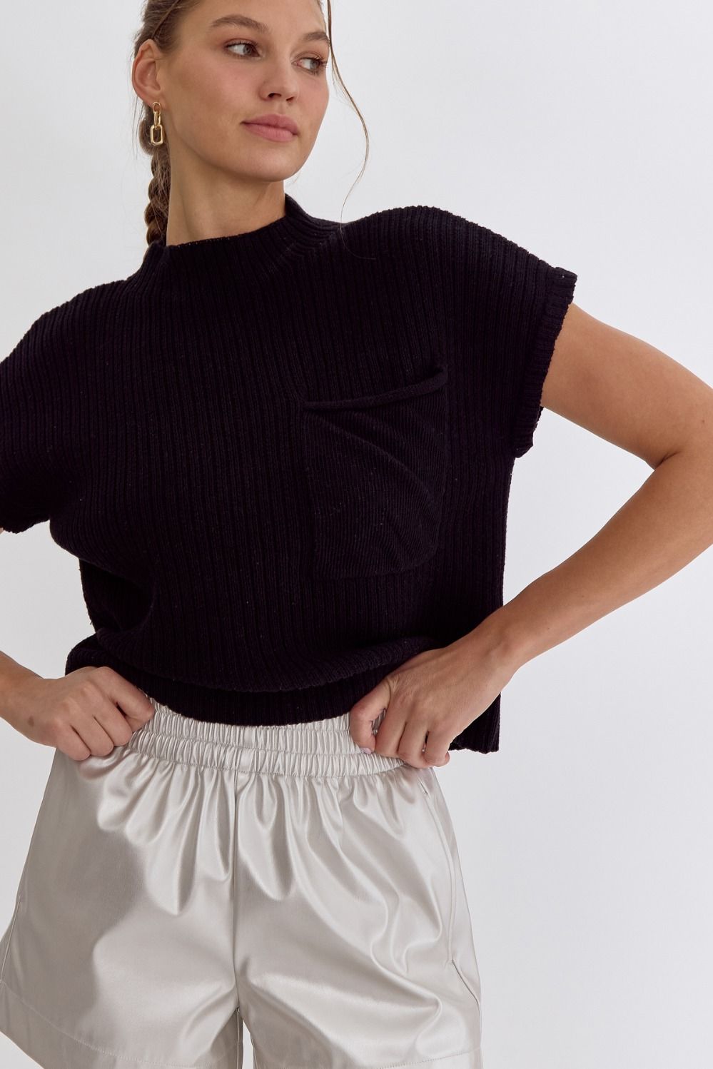 Mock Neck Cropped Top