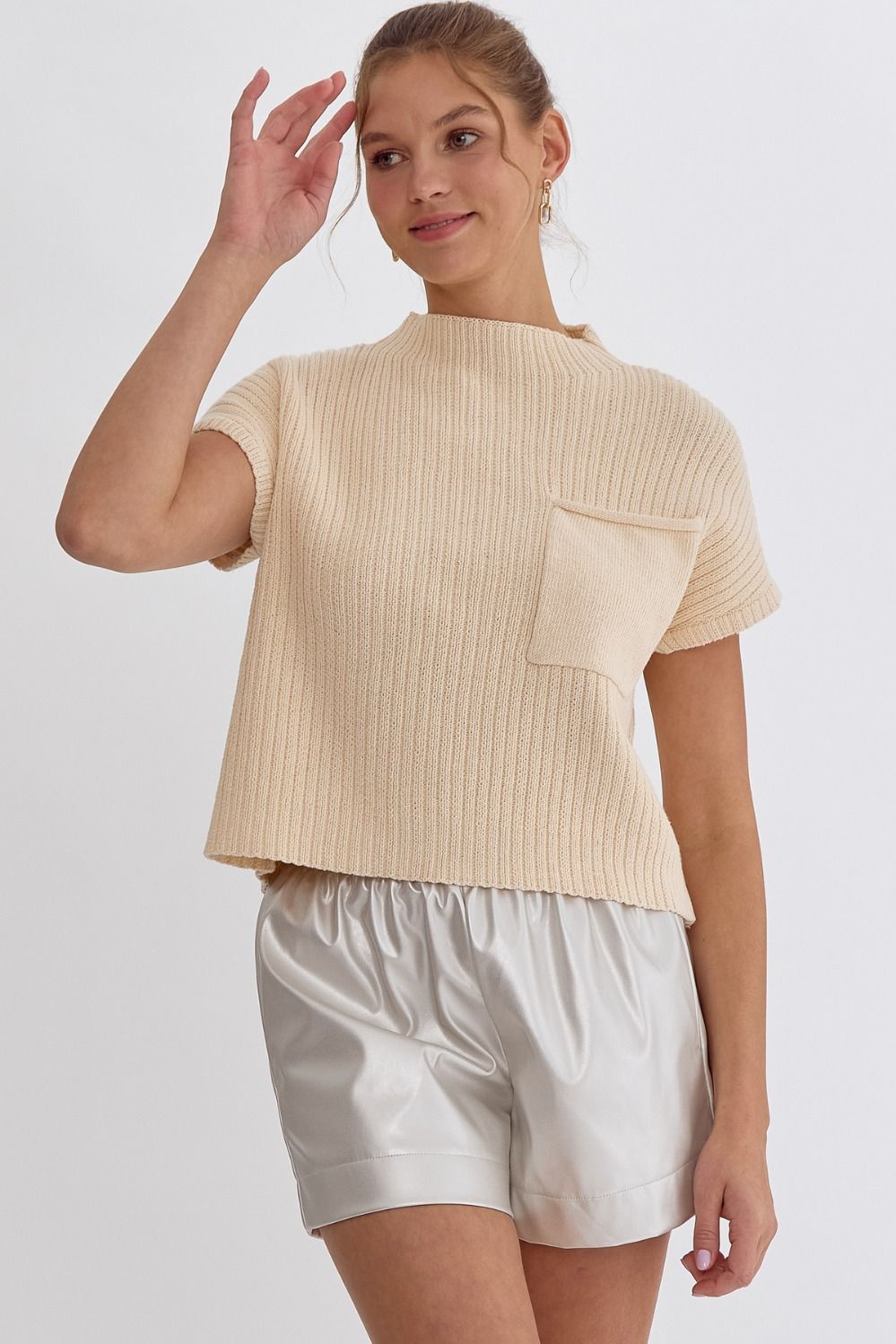 Mock Neck Cropped Top