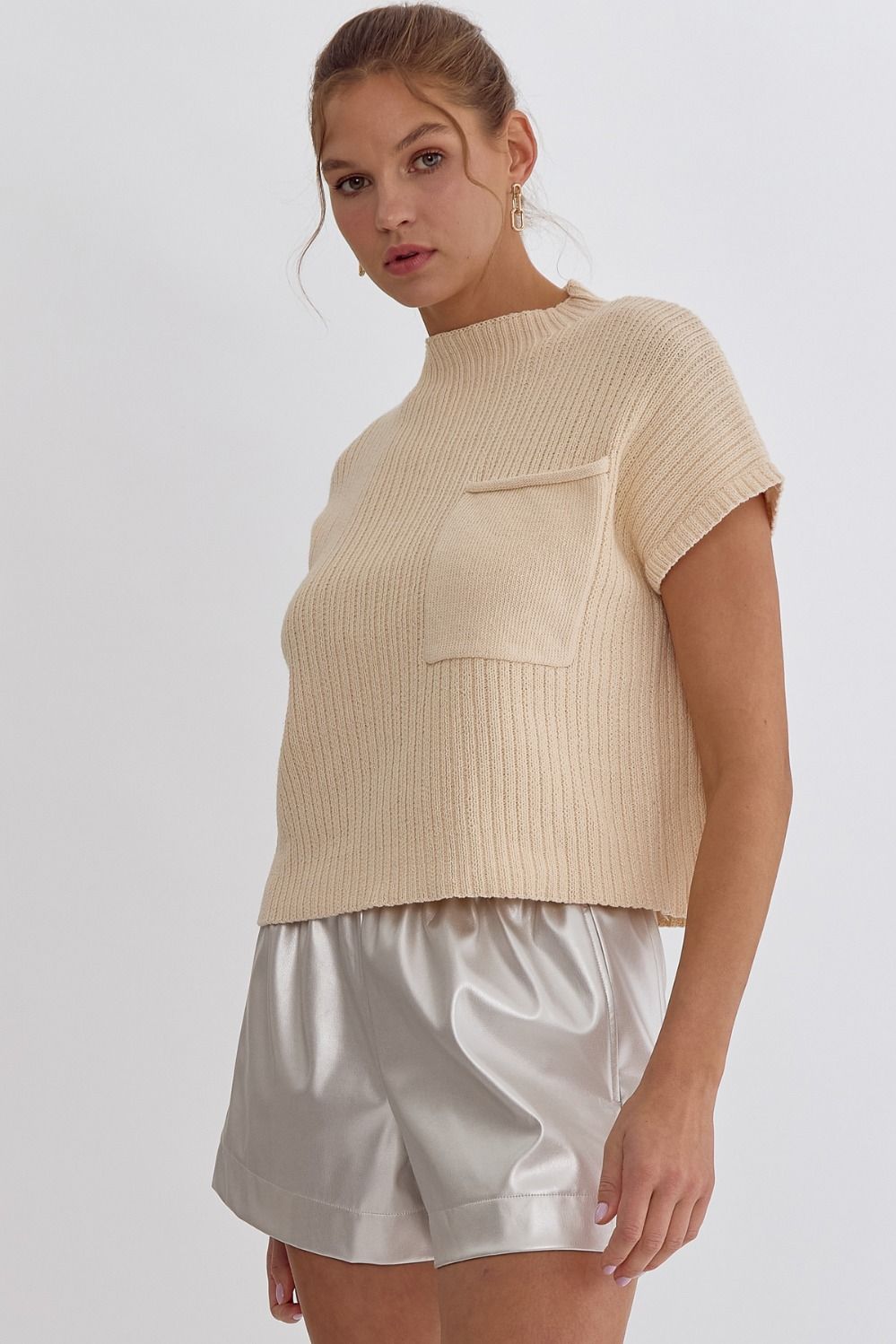 Mock Neck Cropped Top