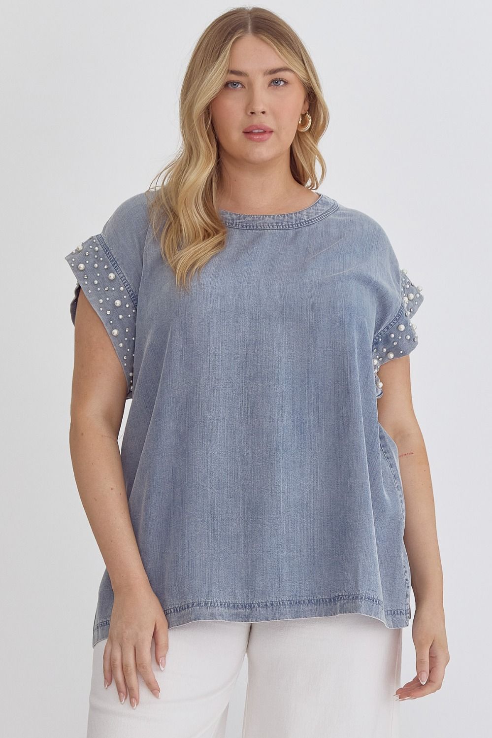 Denim and Pearls Top