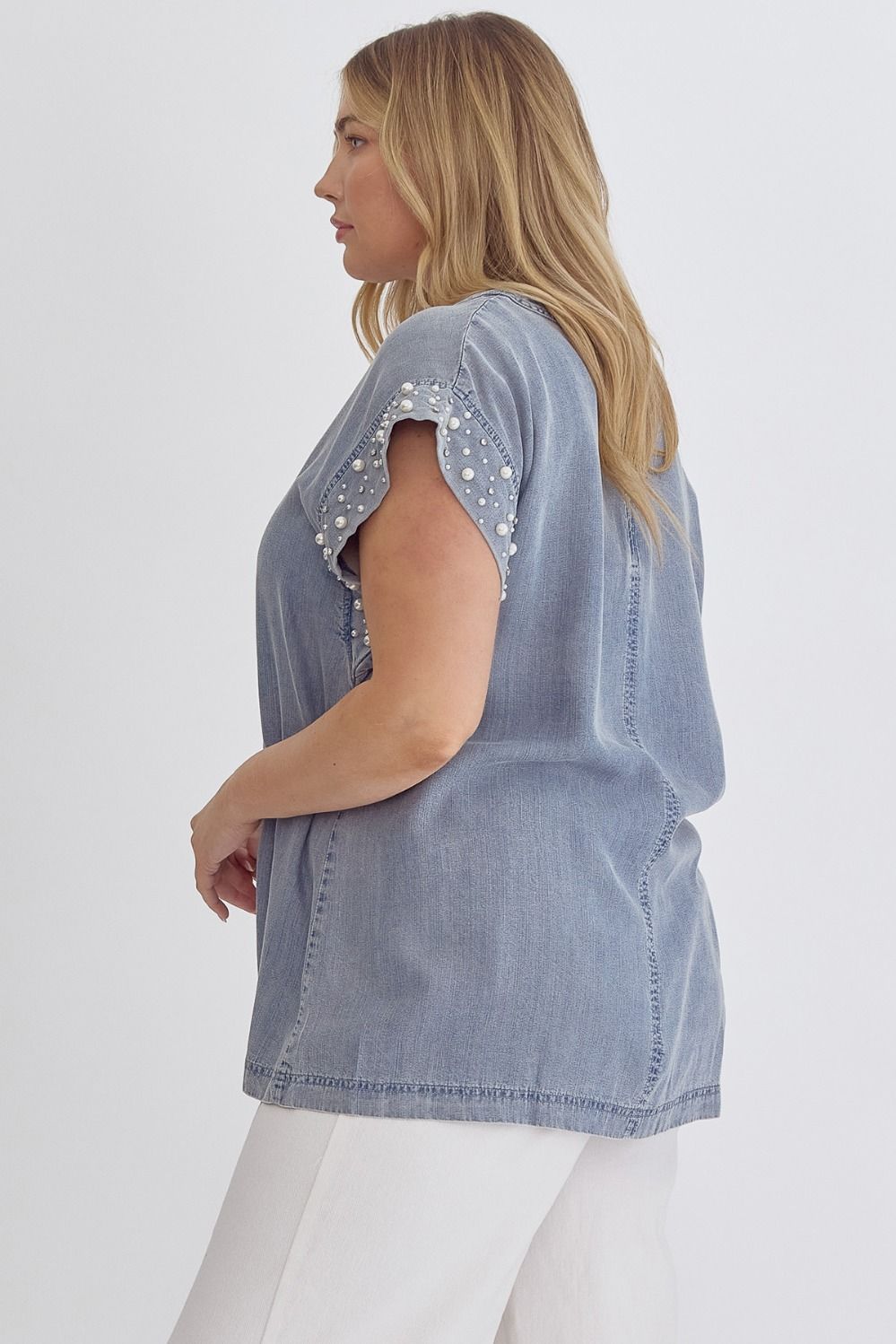 Denim and Pearls Top