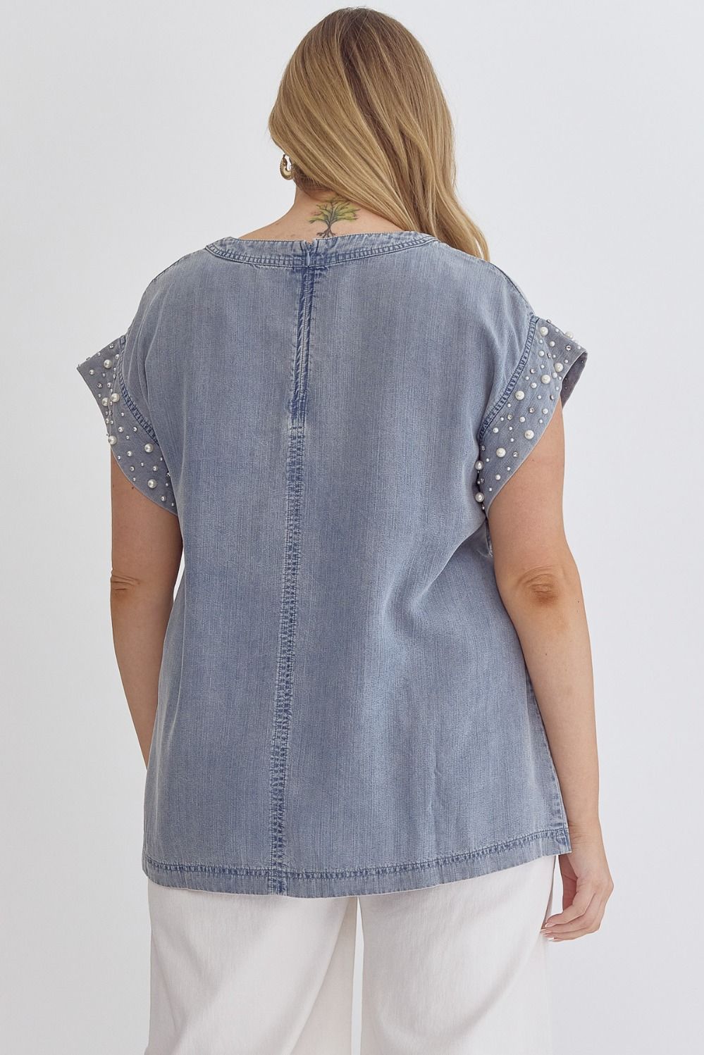 Denim and Pearls Top