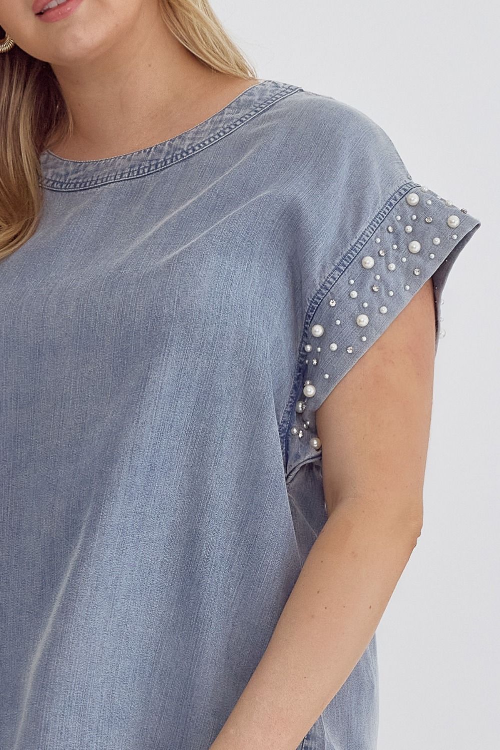 Denim and Pearls Top