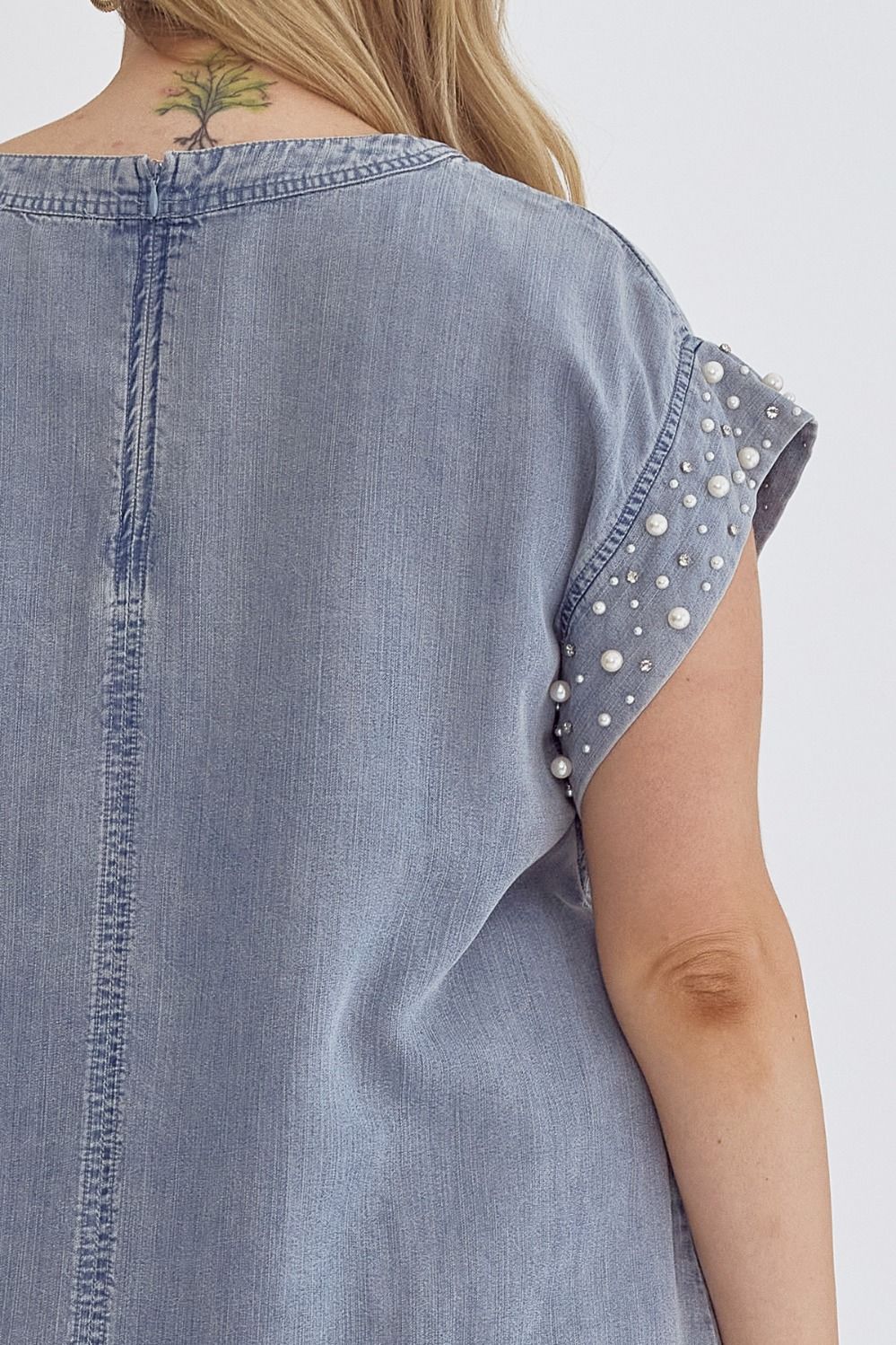 Denim and Pearls Top