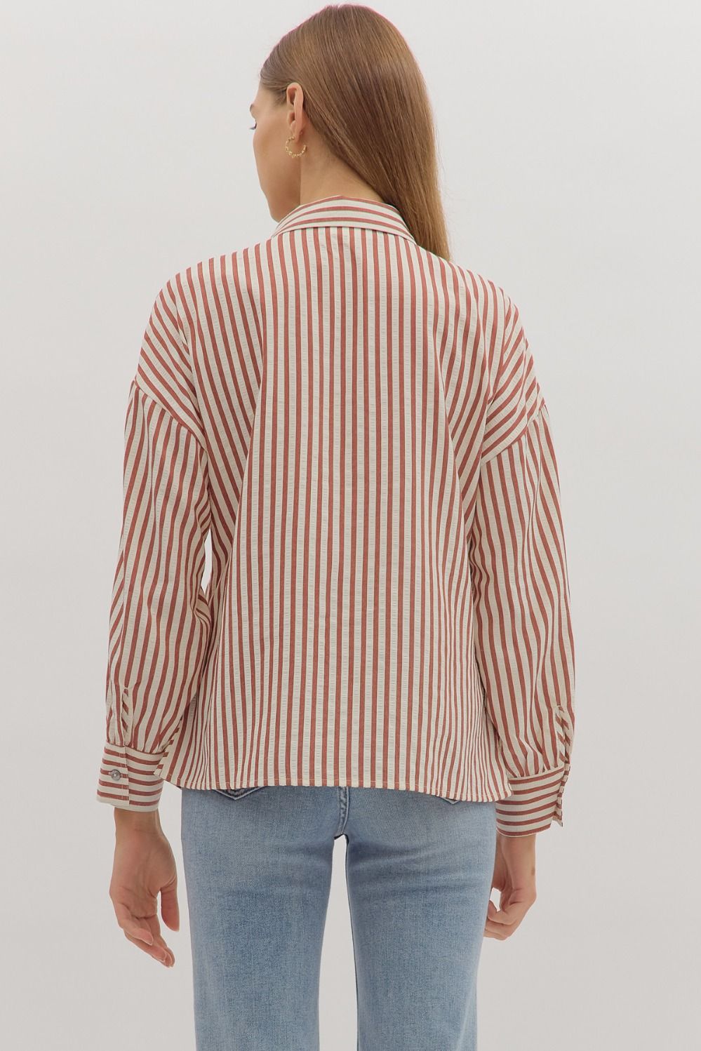 Perfectly striped tie front blouse