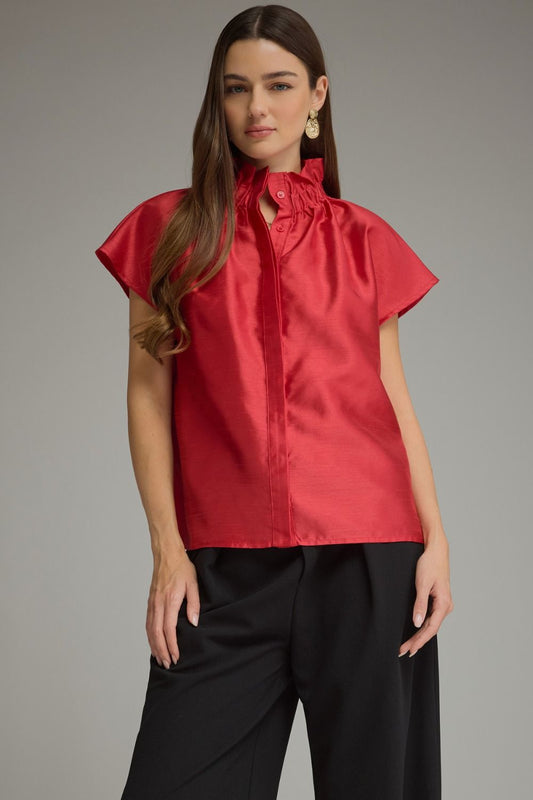 Elegant Festive Ruffle Neck Top