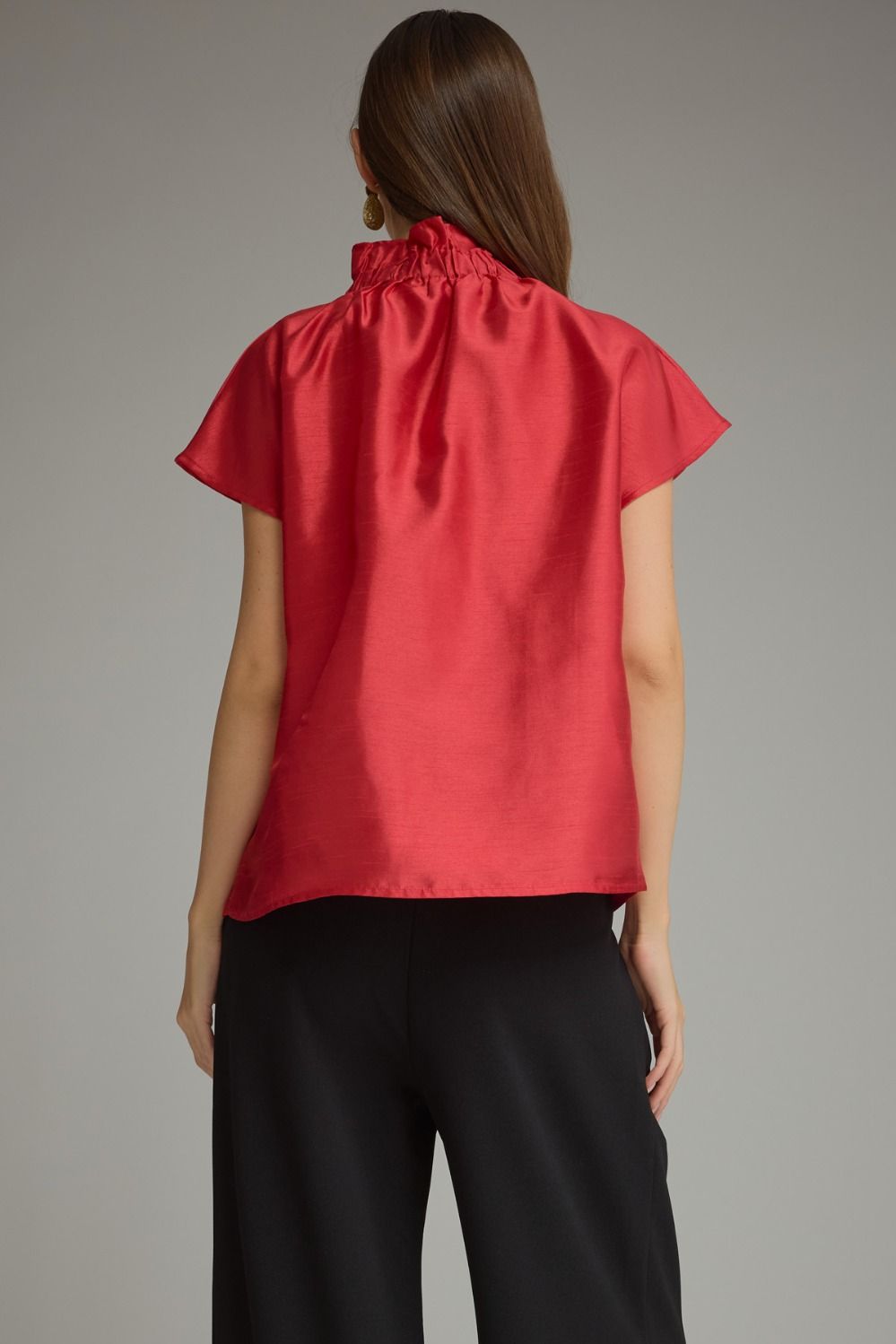 Elegant Festive Ruffle Neck Top