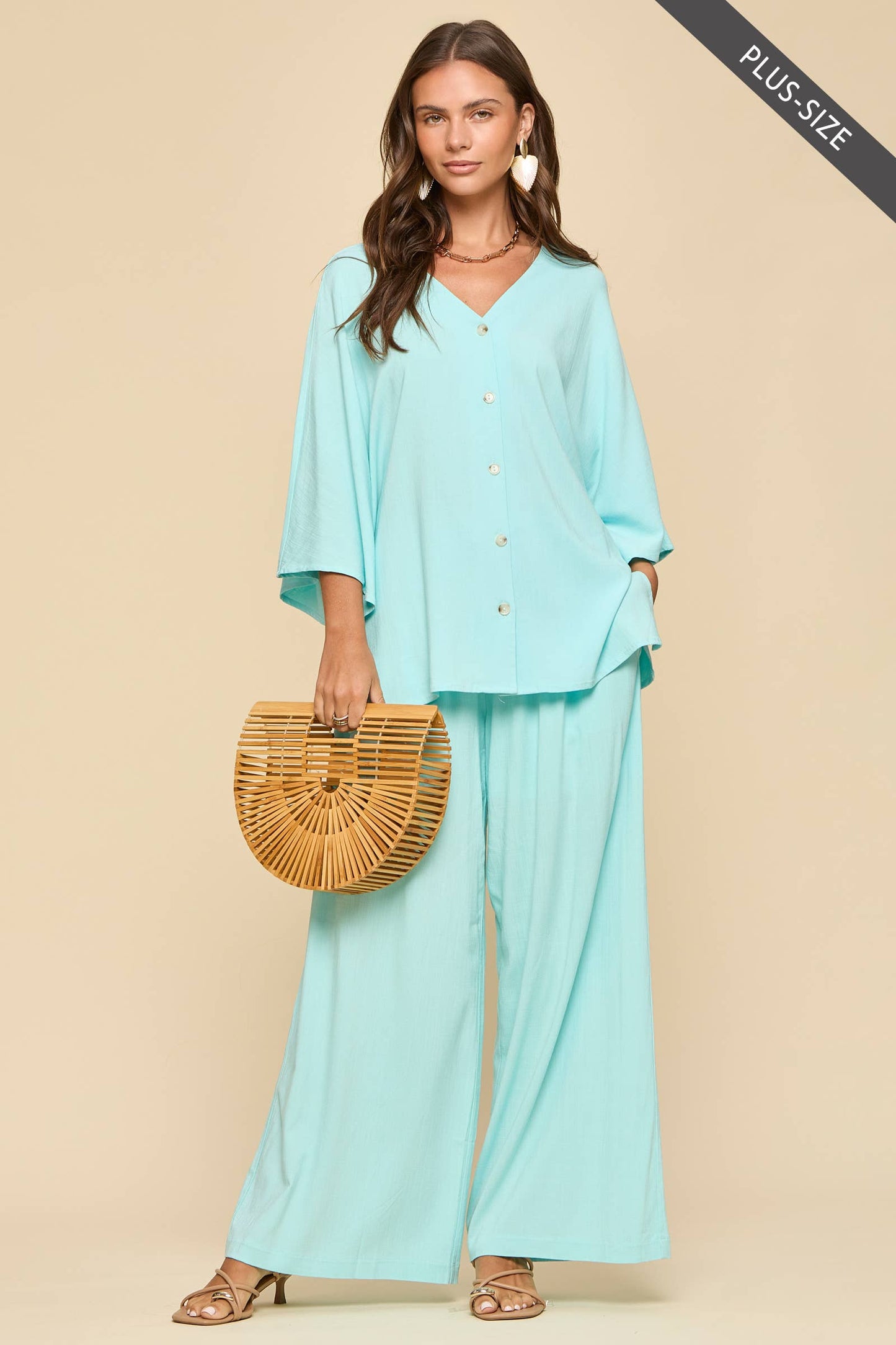 PLUS SIZE 2-Piece Linen Summer Set