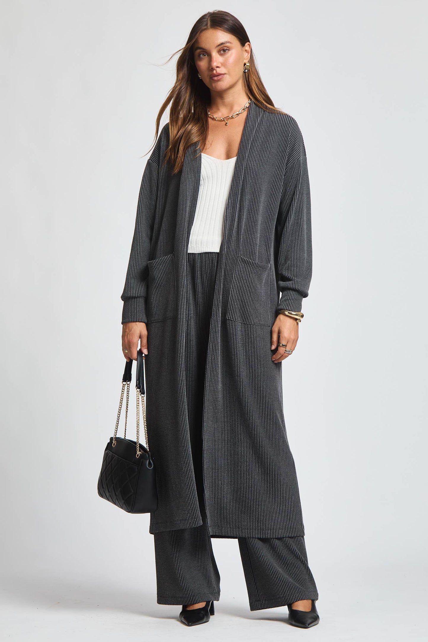 Dear Scarlett - Longline Cardigan + Relaxed Pants 2 Piece