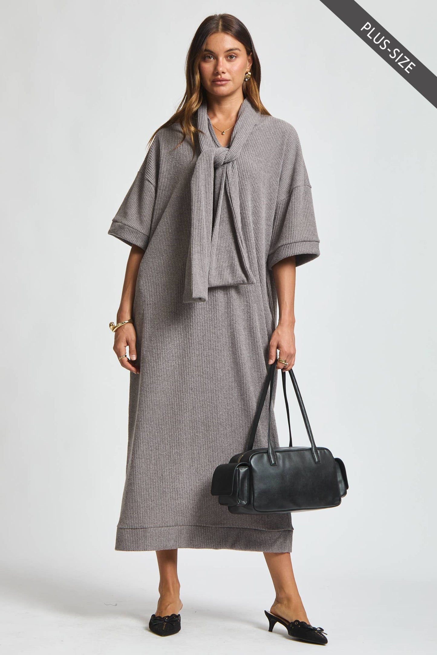 Dear Scarlett - PLUS SIZE Relaxed Fit Ribbed Maxi Dress