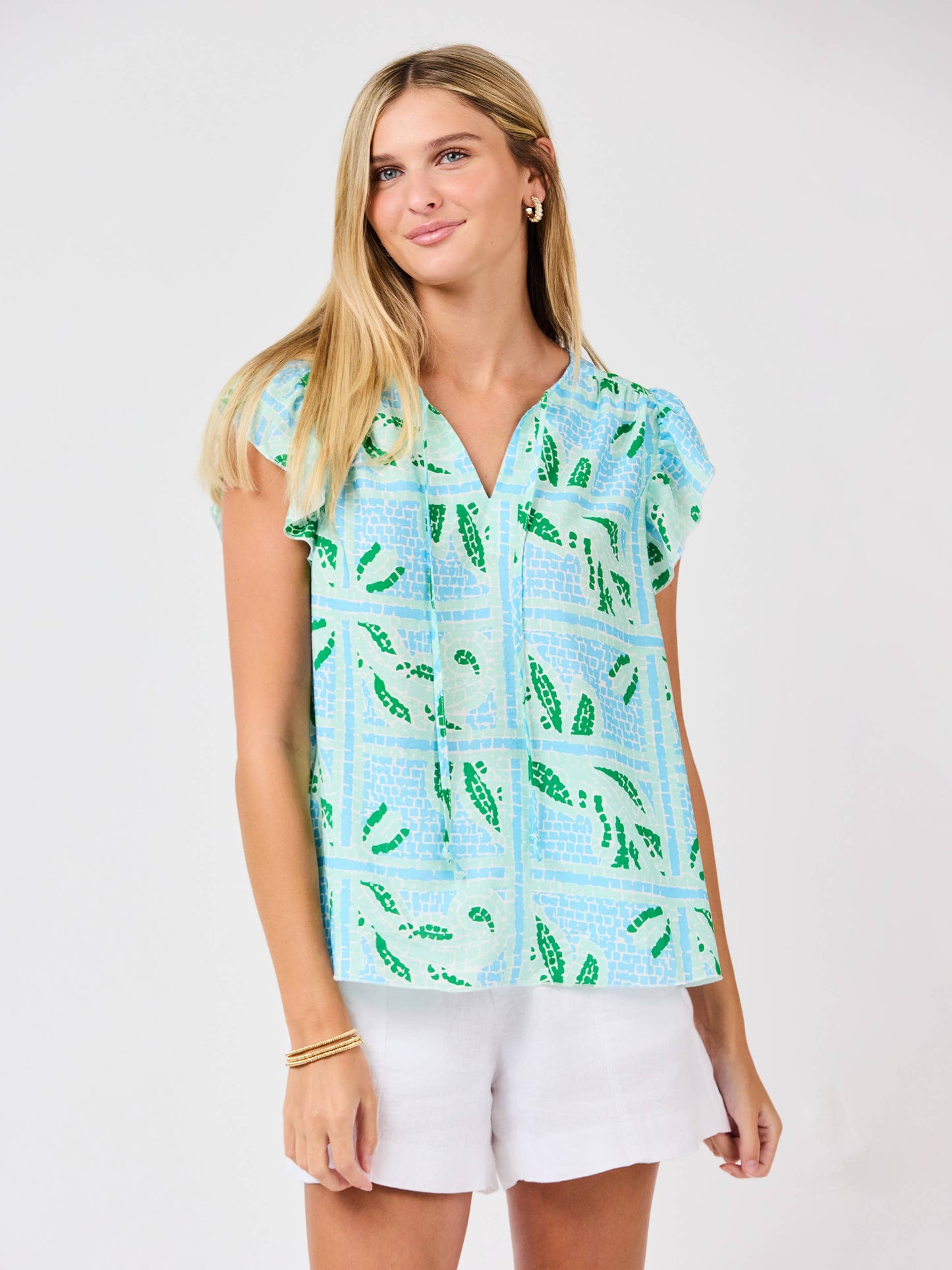 Lydia Top | Trellis Tiles Blue