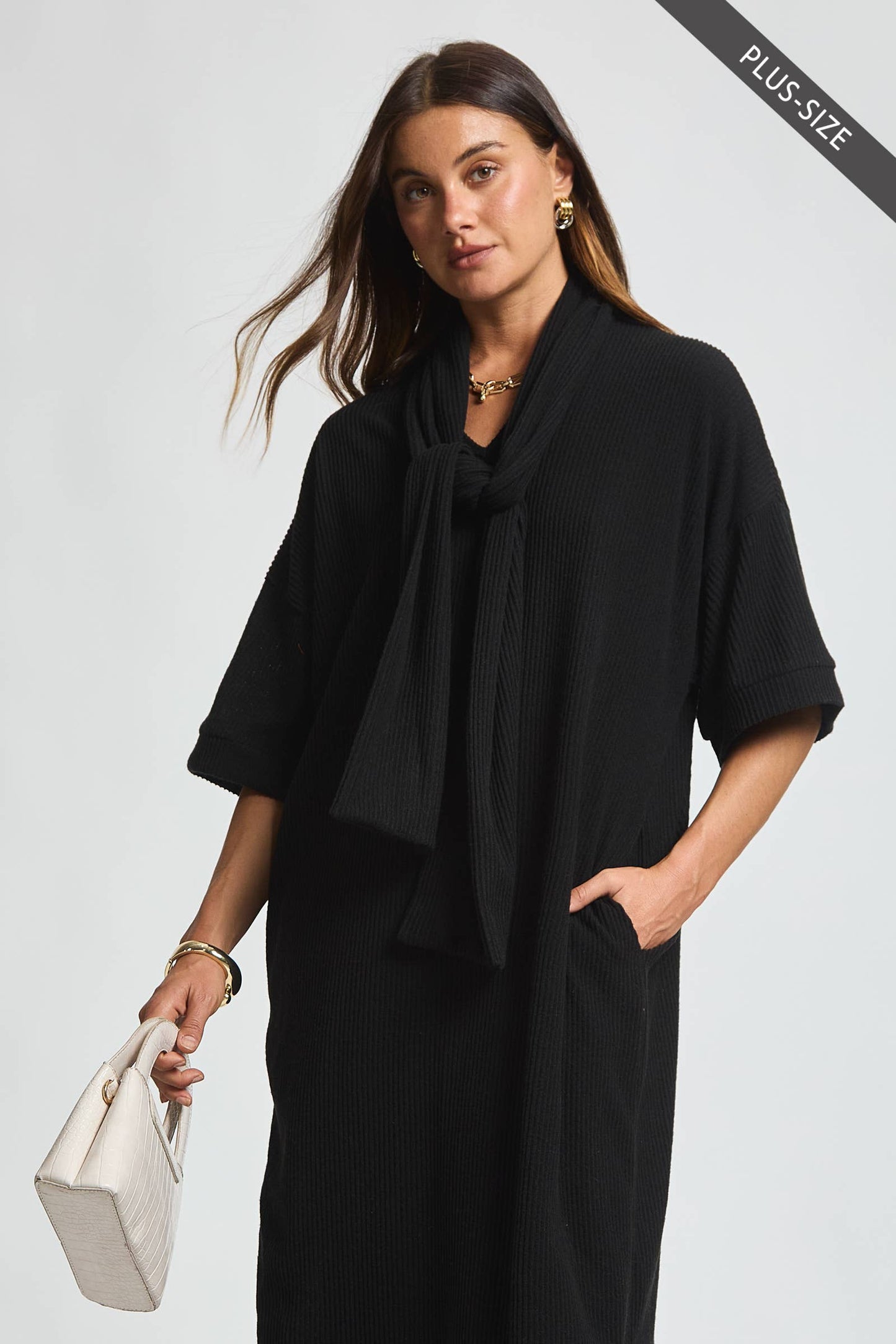 Dear Scarlett - PLUS SIZE Relaxed Fit Ribbed Maxi Dress