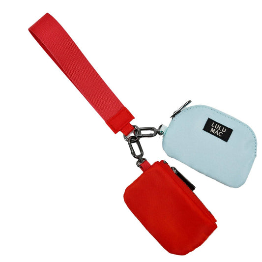 CrawfordHill-Red/Light Blue Lulu Mac Double Pouch Wristlets