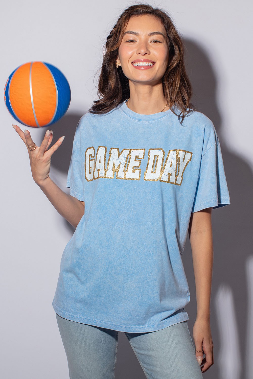 Glitter Mineral Washed Game Day Graphic Tee