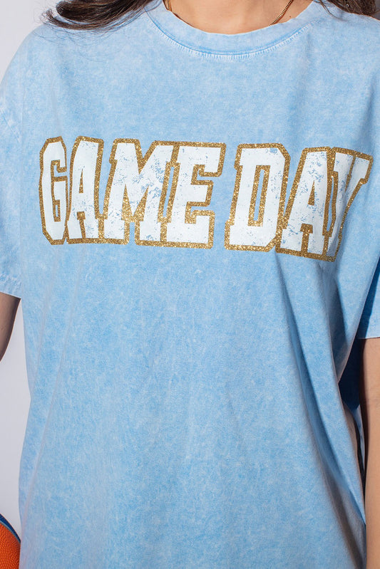 Glitter Mineral Washed Game Day Graphic Tee