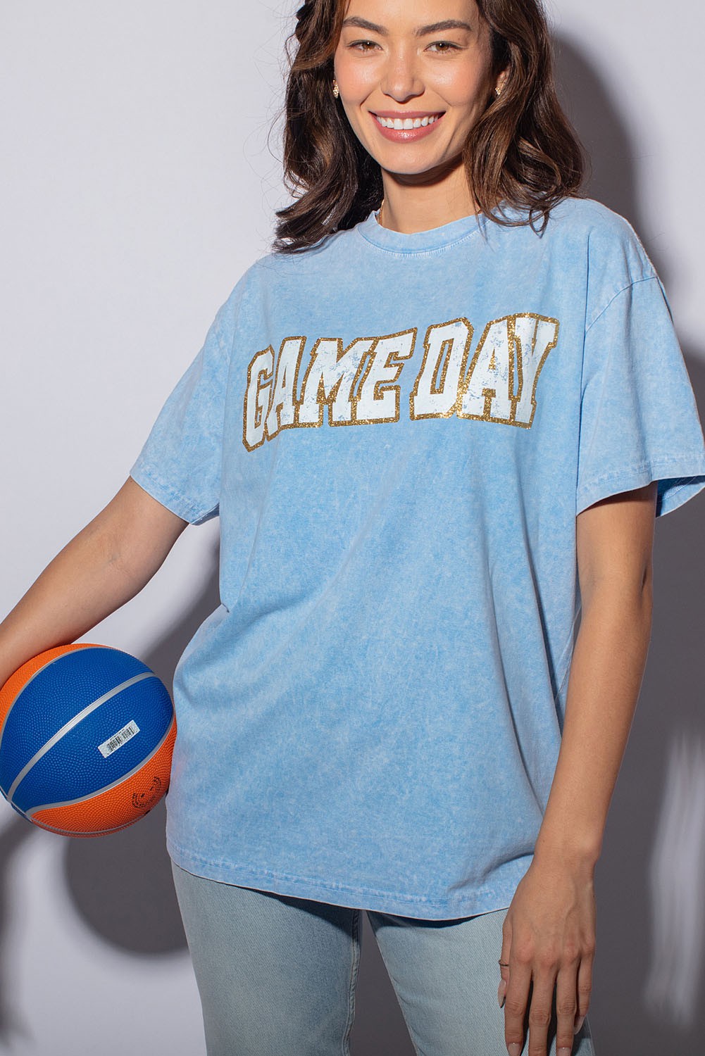 Glitter Mineral Washed Game Day Graphic Tee