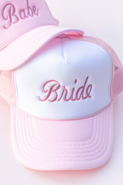 Embroidered Bride Babe Bridal Trucker Hat Cap