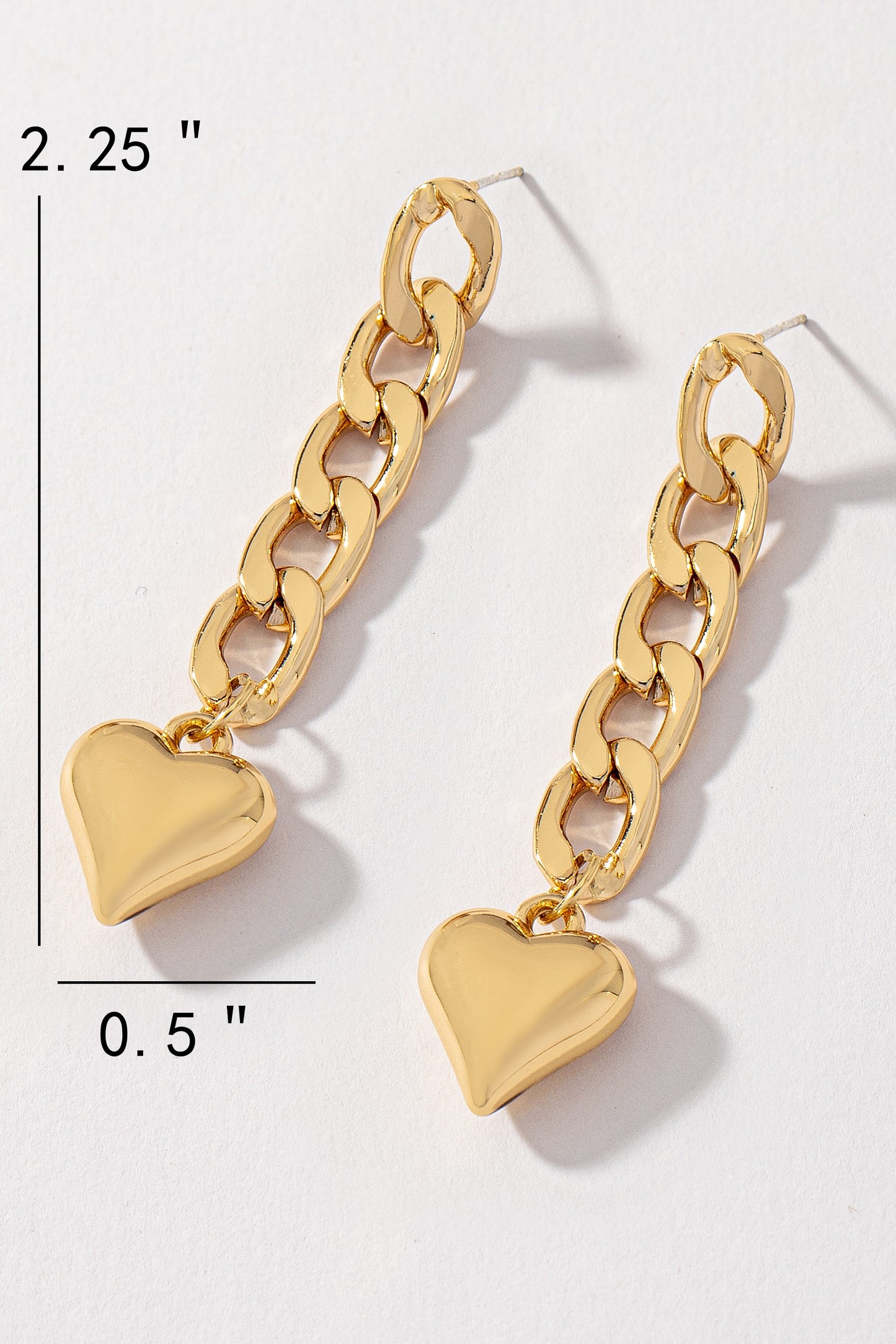 Curb chain with puffy heart drop earrings