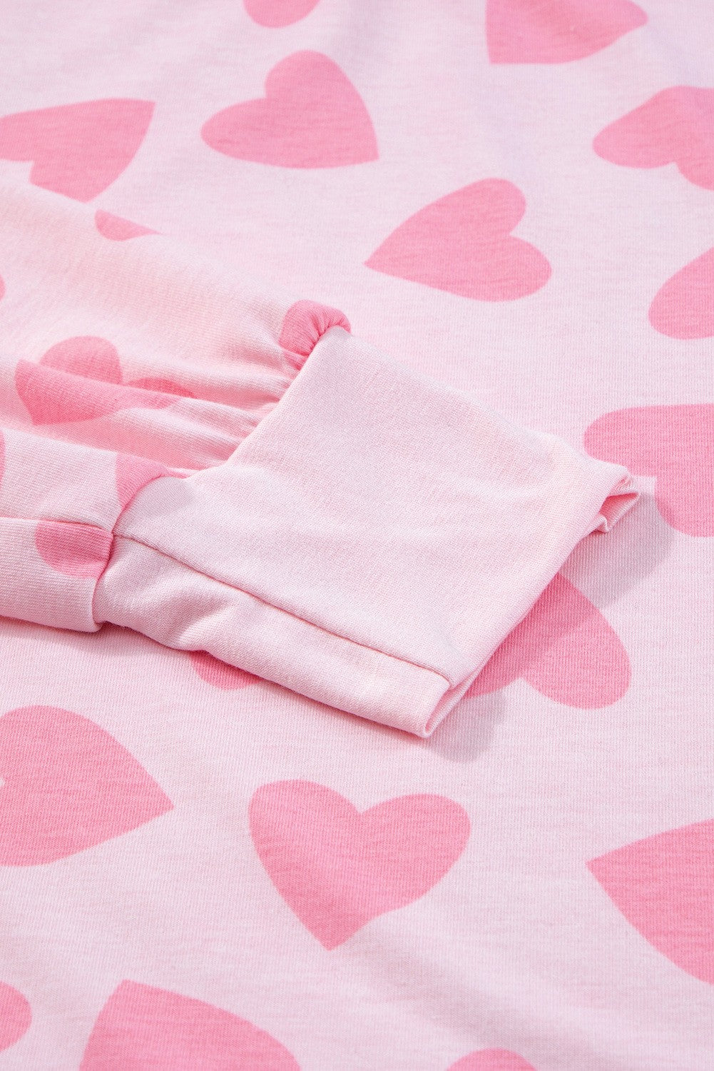 Pink Heart Shape Long Sleeve Top Shorts Lounge Set