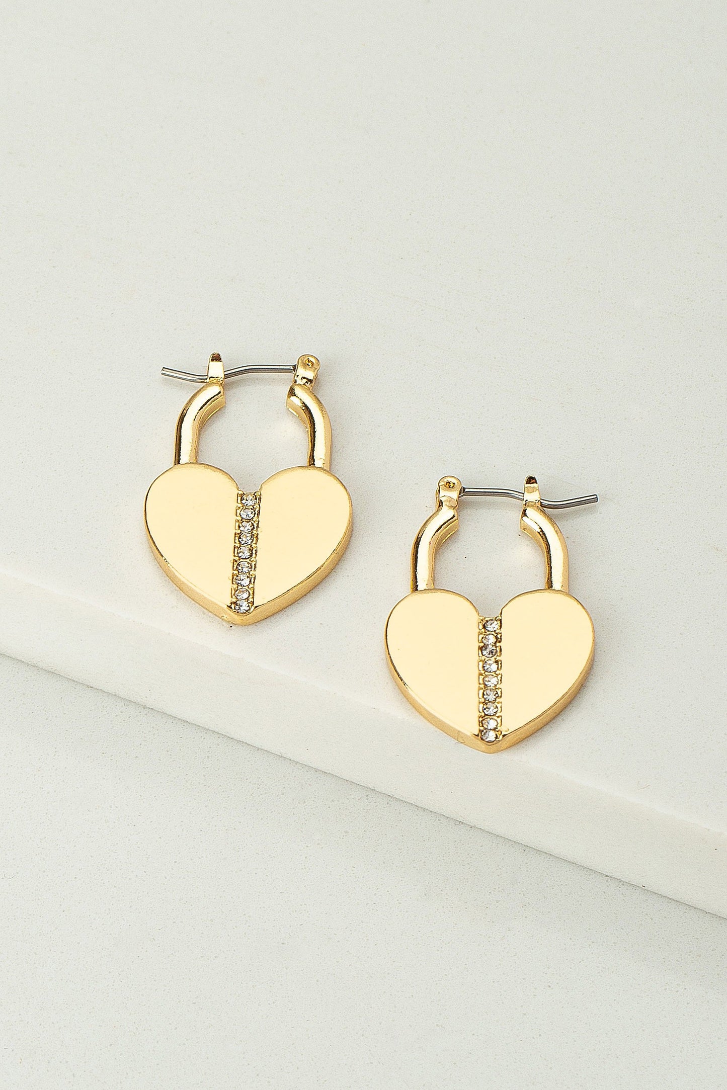 METAL HEART LOCK EARRINGS