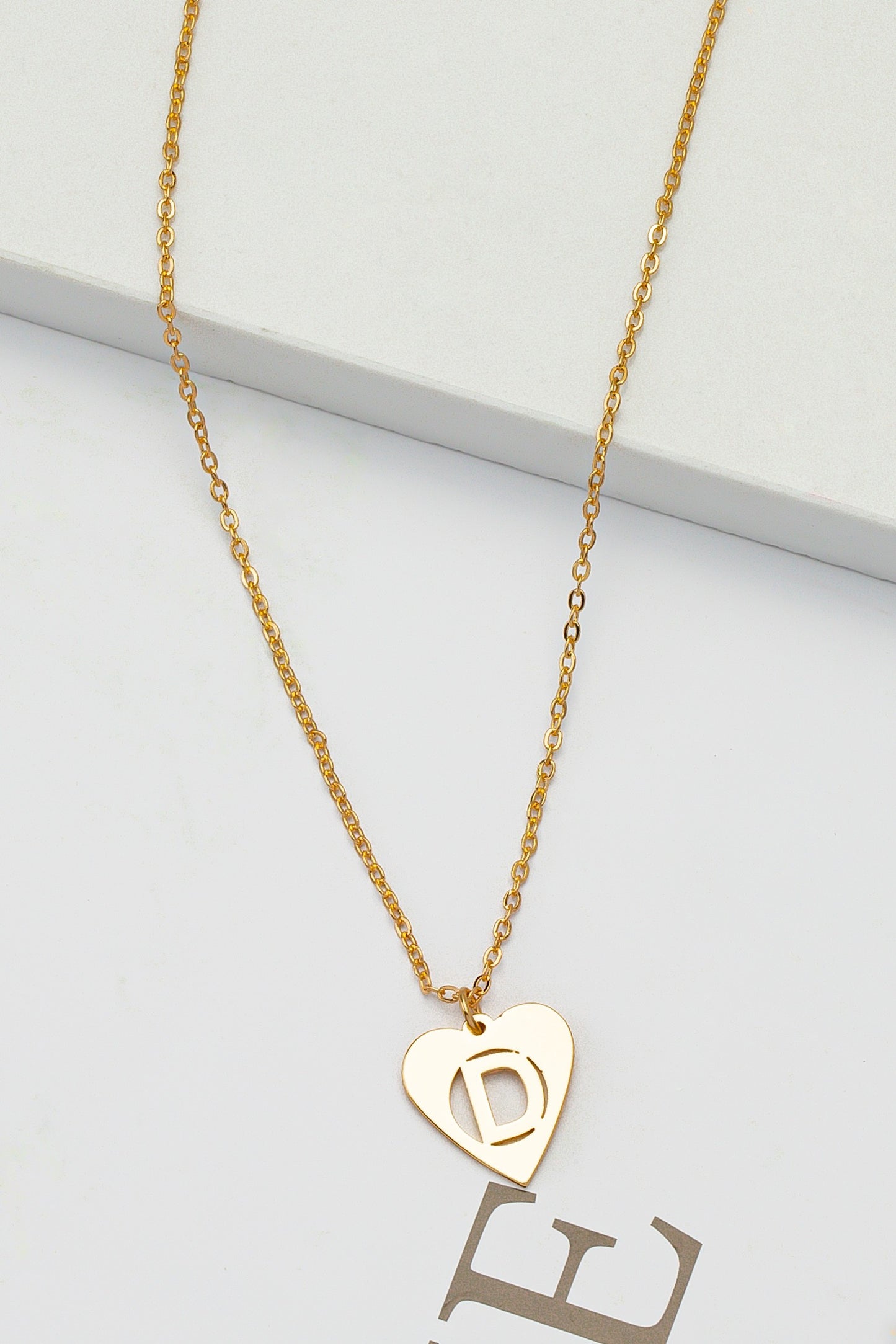 Heart shape initial letter necklace