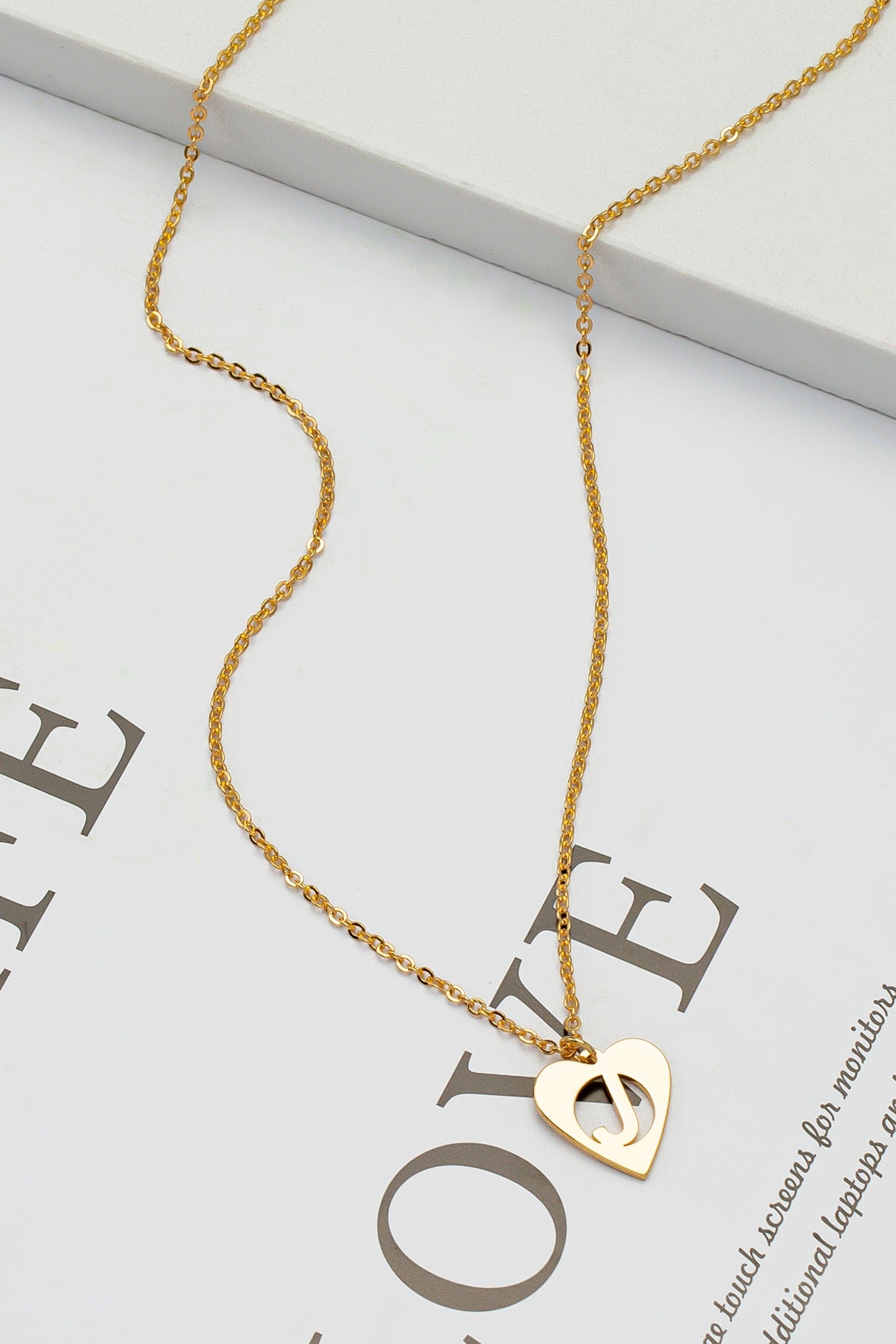 Heart shape initial letter necklace