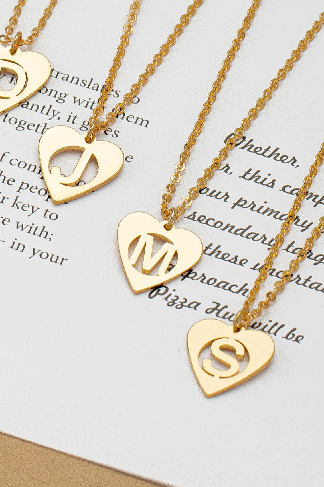 Heart shape initial letter necklace