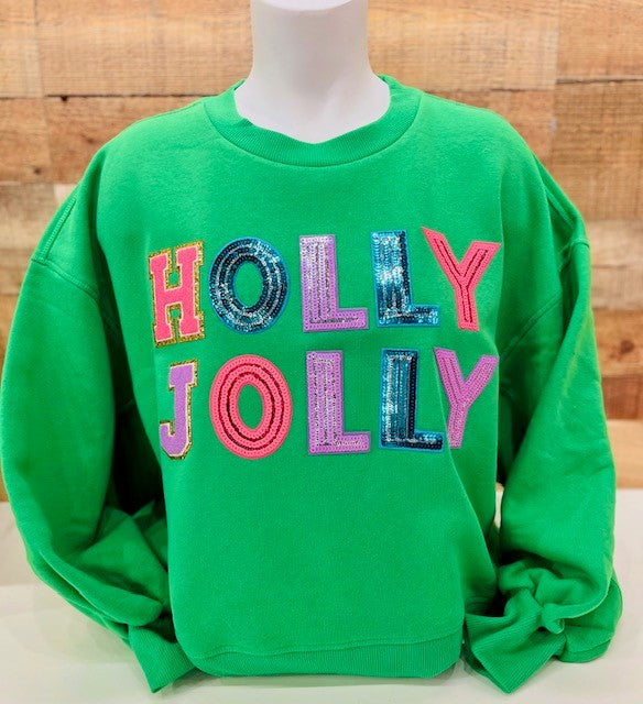 Holly Jolly Sequin Cropped Sweatshirt