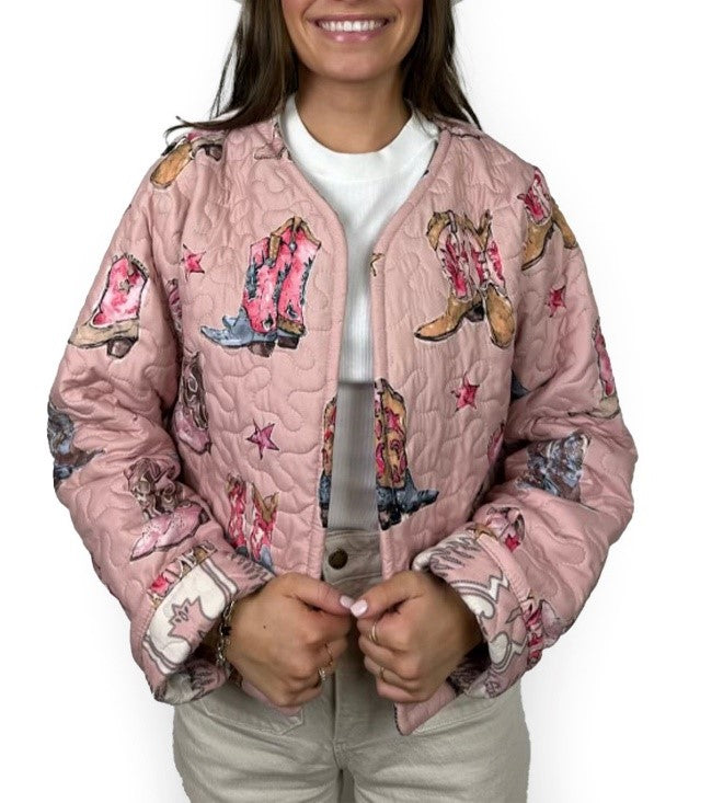 Thunderbird Boots Rose Cropped Quilted Jacket